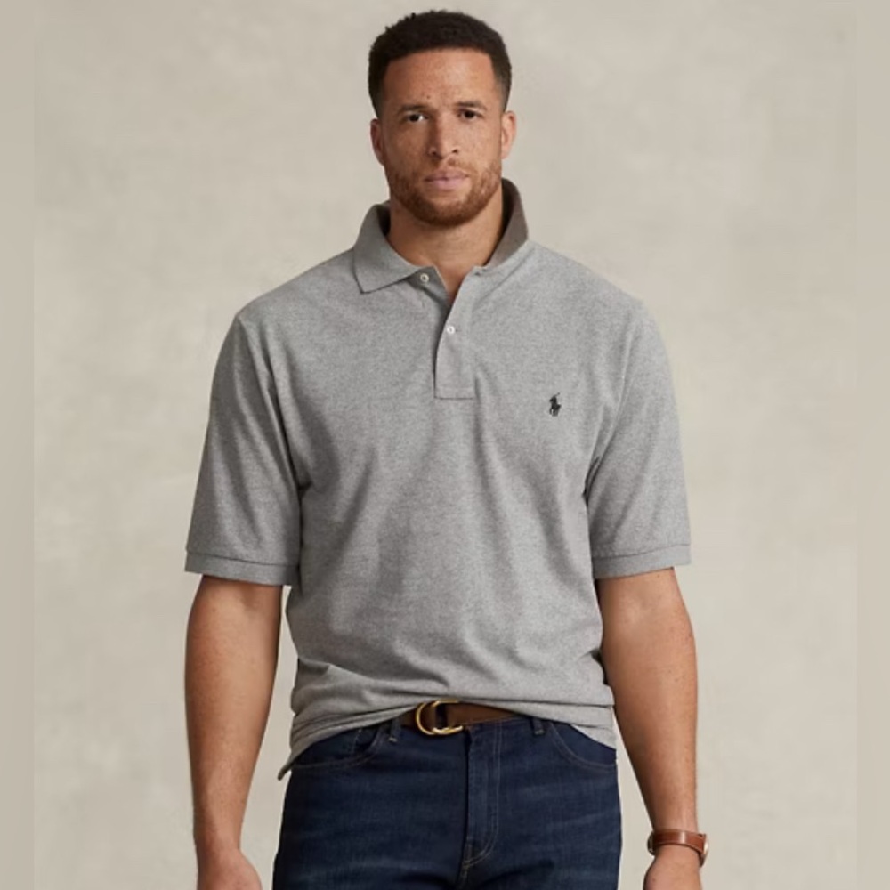 Polo Ralph Lauren The Iconic Mesh Polo Shirt. Mens L. Dark Vintage Heather Grey